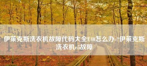 伊莱克斯洗衣机故障码E5出现怎么办？  第2张
